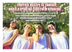 Živá cimbálová muzika a folklórní taneční vstupy